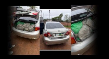 The vehicle in which the dagga was found. Inserts: The dagga was loaded in the car's boot. > Photos: Supplied/SAPS