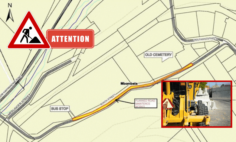 The section of Bosch Street that will be repaired over the next week. > Photos: Facebook/CoM