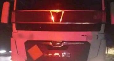 The Isuzu side-tipper truck involved in the incident. > Photo: Supplied