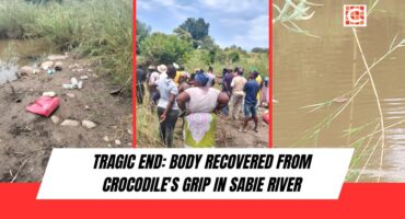Community members assist in the recovery of the body of a man believed to have been killed by a crocodile. > Photos: Supplied/Xibutana Nkuna