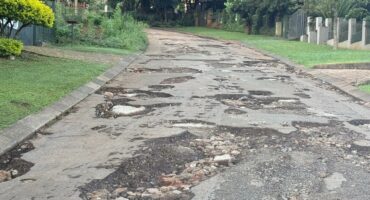 A badly damaged Sabie road that needs to be rebuilt.