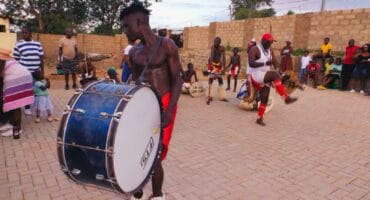 The Mchongolo group entertains guests.
