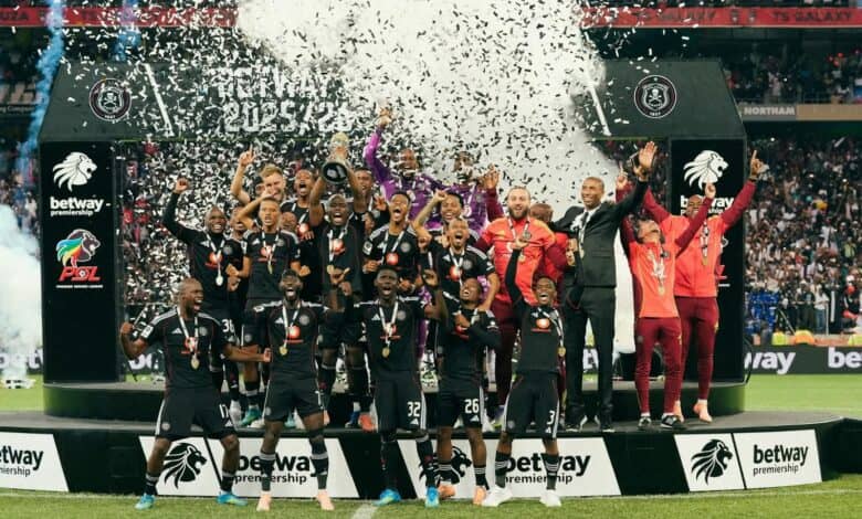 Orlando Pirates celebrate winning the 2025/26 Betway Premiership at Mbombela Stadium. > Photo: Orlando Pirates Football Club / Facebook