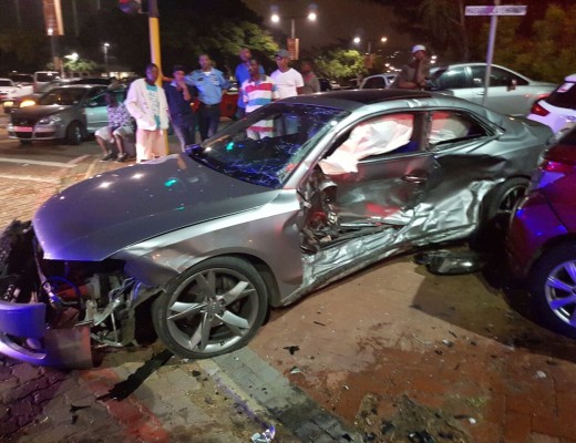 Paramedics attended to this serious crash at the corner of NMR and Walter Gilbert Road as New Year's day dawned.