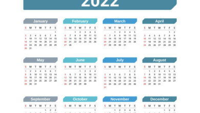 2022 Calendar, week starts on Sunday, vector eps10 illustration