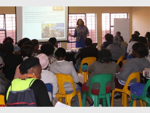 Alex residents engage a Unisa lecturer on creche operations at the Chance 2 Advance Programme.