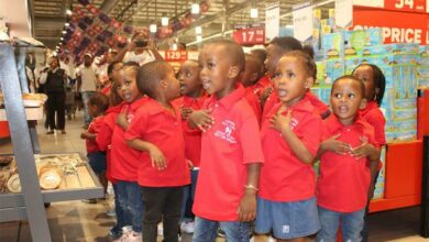 Some of the learners marvel at what they see inside the mall and shops.