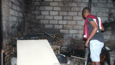 What remains of the house that caught alight in Setswetla, Alexandra. Photo: Alulutho Siboma
