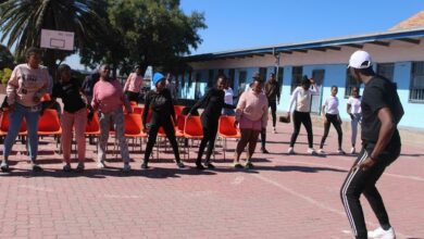 Youngsters let loose and have fun in the 'Street Youth Dialogue' while they discuss the challenges they face as young people. Photo: Alulutho Siboma