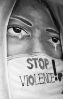 The infamous artwork by Thabiso Seduma that he uses to advocate his stance against violence. Photo: Thabiso Seduma