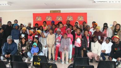Some of the audience who attended the Read Alex launch pose for the pictures, as they show gratitude towards the initiative. Photo: Alulutho Siboma