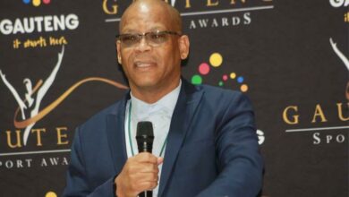 Gauteng Sport, Arts, Culture and Recreation HOD China Mashinini addresses the audience at the launch of the 2023 Gauteng Sport Awards. Photo: Sipho Siso