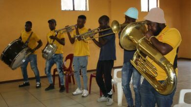 An Alex band entertains the grannies and granddads at the Armsta Mandela Day luncheon. Photo: Sipho Siso