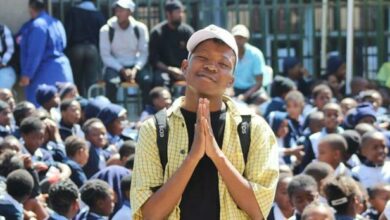 Musician Eugene Selemela, better known in the music circles as 'Eugenious', poses for a photo after a performance at Dr Knak Primary School.