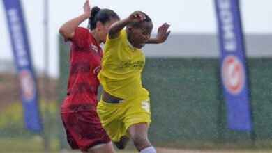 Action from the quarterfinal between Spurs W FC and RV United during the 2023 Engen Knockout Challenge in Cape Town at the Rooikrans Sports Complex. Photo: Ryan Wilkisky/BackpagePix