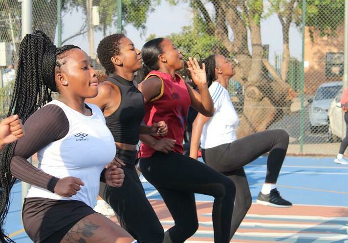 Edrei Mighty Warriors players warm-up during their training session at Three Square.