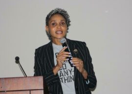 City of Johannesburg, Speaker Colleen Makhubela delivers the keynote address at the We Love Alexandra Community Makeover Project meeting. Photo: Sipho Siso