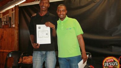 Coach Bandile Thindleni of LRC FC says anything can happen as teams race to the finish line. With him is club chairperson Jacob Setshedi. Photo: Sipho Siso