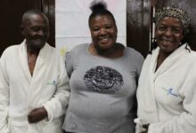 Johans Ntuli, with the coordinator of Afrika Tikkun Mary Vilankulu and Dora Khoza. Photo: Xoliswa Zakwe