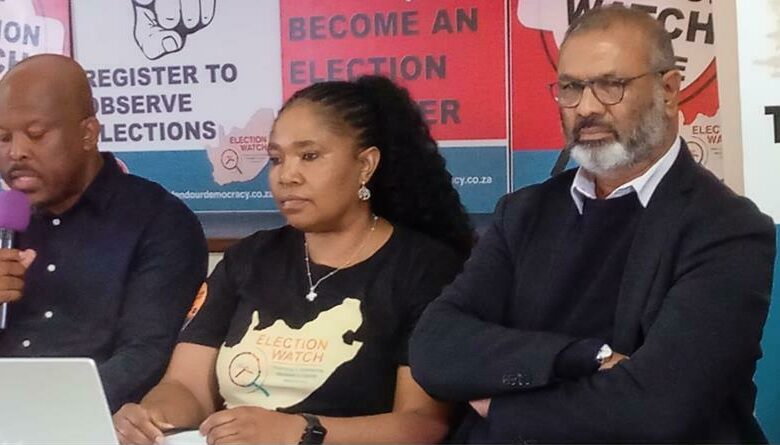 DOD communications manager Andries Sibanyoni, DOD campaigns manager Nomasonto Magwaza, and Legal Resources Centre national director Nersan Govender at the media briefing. Photo: Sipho Siso