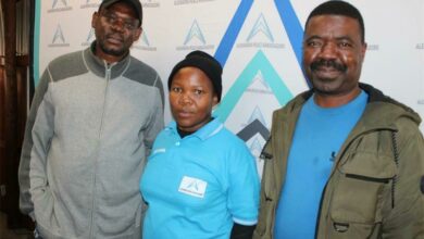 Alexandra Peace Ambassadors team: treasurer Thabo Mopasi, deputy chairperson Noncedo Dumile, and secretary Charles Mphephu at the civic education training workshop. Photo: Xoliswa Zakwe