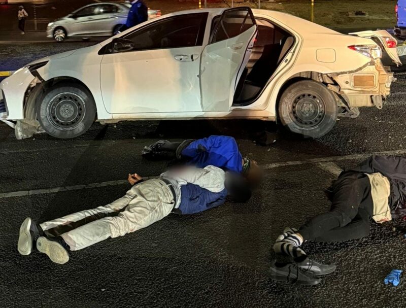 Trio, believed to be linked to multiple robberies, intercepted following high-speed chase and shootout with police in Marlboro.