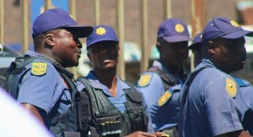 High police visibility at the Alexandra Police Station during residents’ march in Alexandra on October 8, 2025.