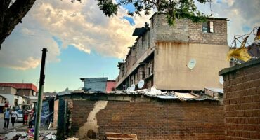 An informal settlement inside a city building near the Alexandra Magistrate’s Court on October 7, 2025. Photo: Itumeleng Maloka