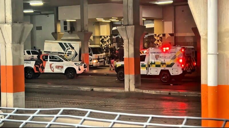 A cash-in-transit crew member sustained a gunshot wound following a suspected robbery at Alex Mall.