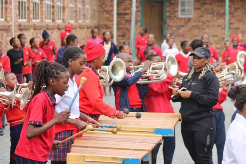 Alexandra Field Band members and Norwegian music students created a shared symphony of sound and culture at Skeen Primary School.