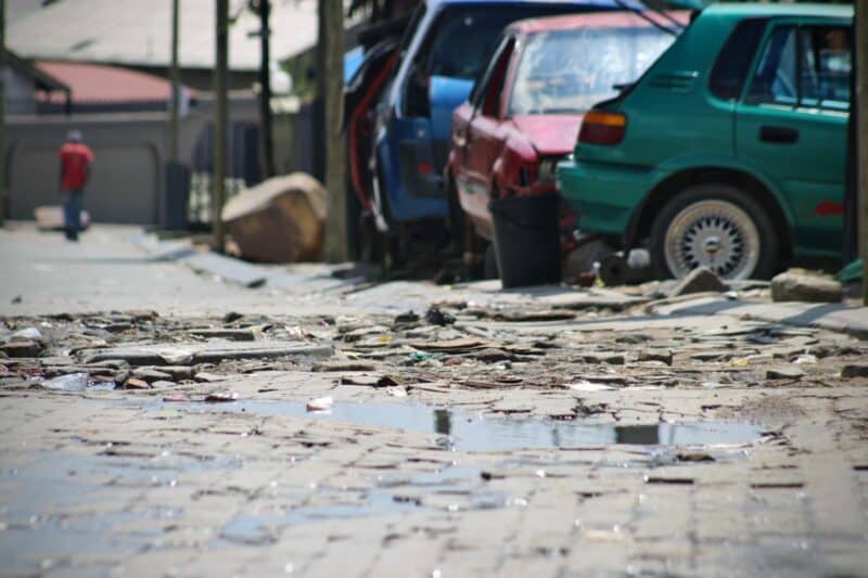 Learners at Bovet Primary School are forced to wade through foul-smelling wastewater along 18th Avenue, where residents say the stench often lingers in the air.