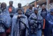 Elderly women wrapped in warm blankets during a winter support initiative for senior citizens