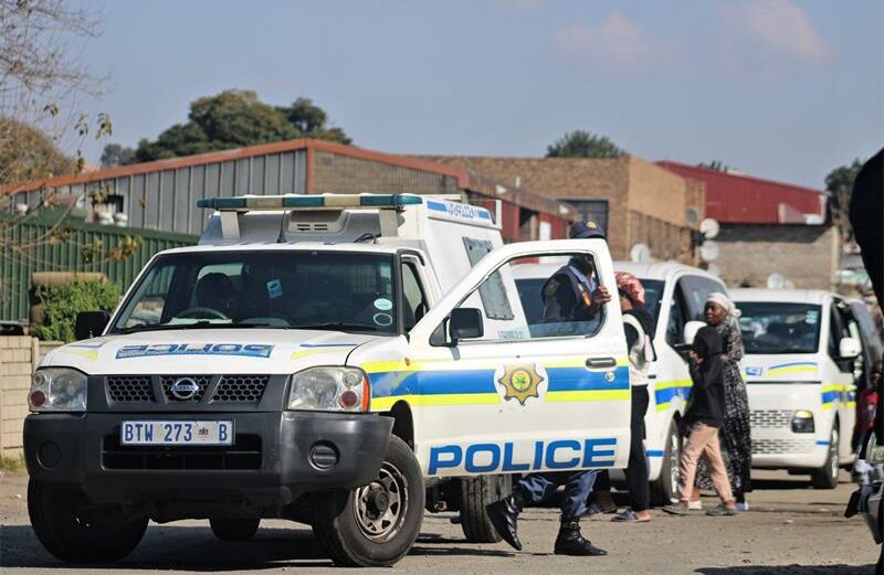 Police officers maintain peace and order during anti-illegal immigration march in Alexandra on June 16, 2026. Photo: Itumeleng Maloka