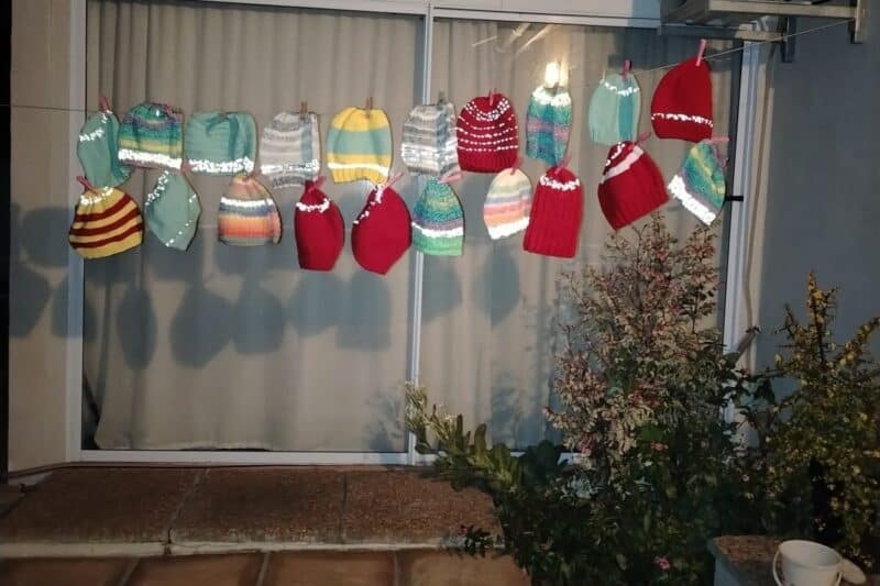 Reflector beanies, also referred to as Halo beanies shine at night. Photo: Supplied.