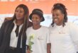 M-Sport Business Unit Director, Janet Molekwa, player Lethabo Molopa, and coach Simphiwe Dludlu. Photo: Itumeleng Maloka