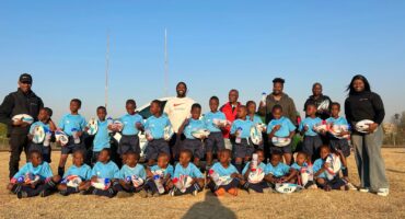 Alex Wolves players receive their new gear and rugby balls at Kwa-bhekilanga Sports Ground in Alexandra on August 4, 2026. Photo: Itumeleng Maloka