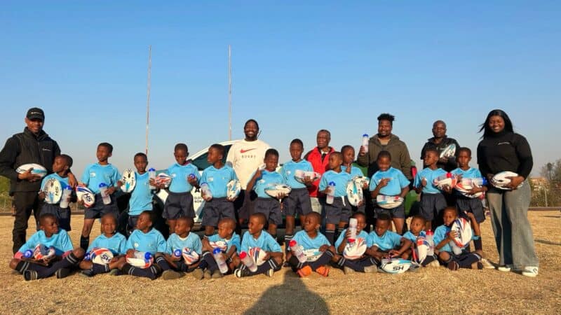 Alex Wolves players receive their new gear and rugby balls at Kwa-bhekilanga Sports Ground in Alexandra on August 4, 2026. Photo: Itumeleng Maloka