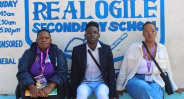 National Institute Community Development and Management’s Mavhungu Mohau, Lesedi Youth Batho foundation’s Ethan Madula, and Jabulile Zuma at Realogile Secondary School in Alexandra on September 10, 2026. Photo: Itumeleng Maloka