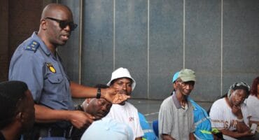Alex police station commander Brigadier Vusimuzi Ngubane at a meeting in Alex SanKopano on September 26, 2026.