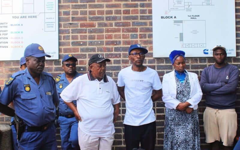 Alexandra residents take their grievances to the Alexandra police station on October 11, 2026.