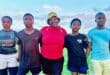 Young rugby players Ntombenhle Mpanza, Mangaliso Xiba, Coach Sarah Skhosana, Thandokuhle chophiso, and Siyabonga kubeka at Kwabhekilanga Sports Ground in Alexandra on October 15. Photo: Itumeleng Maloka