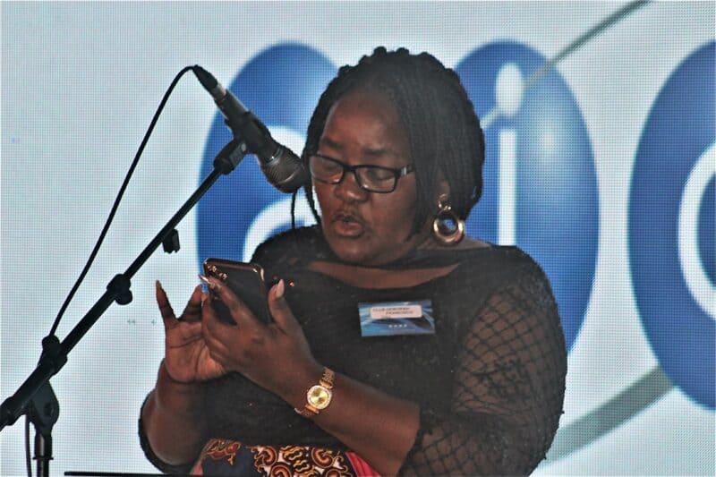Ward 108 councillor Deborah Francisco welcomes the city officials and delivers her remarks at the launch of the new Alexandra Automotive Hub in Marlboro on October 22, 2026. Photo: Itumeleng Maloka