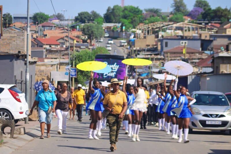 Alexandra Field Band members march through the streets as they celebrate their victory at the national championships in Alexandra on October 24, 2026. Photo: Itumeleng Maloka