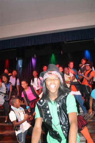 Simphiwe Nyathikazi, one of the lead artist in a rock and roll musical that was held in Pinetown Boys' High School.