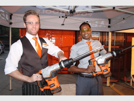 L&G Tools staff, Cameron Belling (marketing) and Deeren Naik (online marketing), show off the company's power tools.