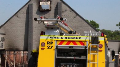 A fire engine outside the built our facade of Hillary SPorts Club on Thuesday, 29 October