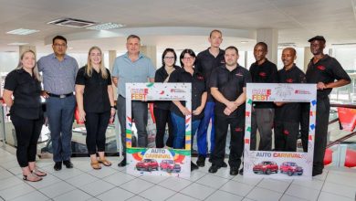From left Julia van Heerden, Dealer Principal of Mahindra Centurion, Rajesh Gupta, CEO of Mahindra SA and the team from Mahindra Centurion at the launch of the Care Fest 2021