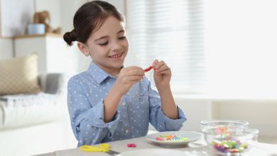 Help your child make a pretty face mask chain