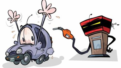 14125374 - cartoon gas pump and car
