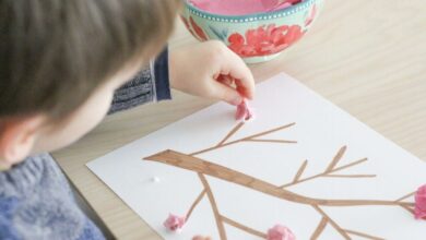 Cherry blossom tissue paper craft